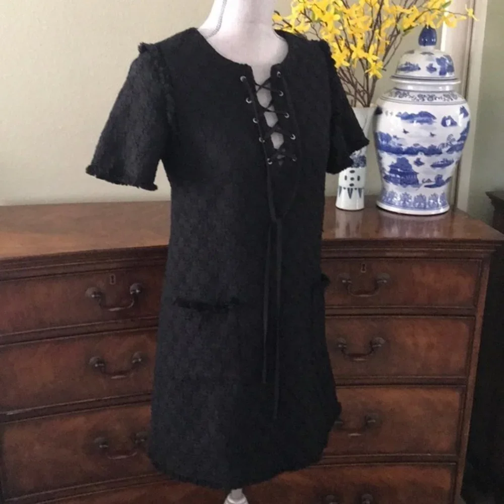 J.O.A. Los Angeles Tweed Lace-Front LBD Size XS - Picture 2 of 8